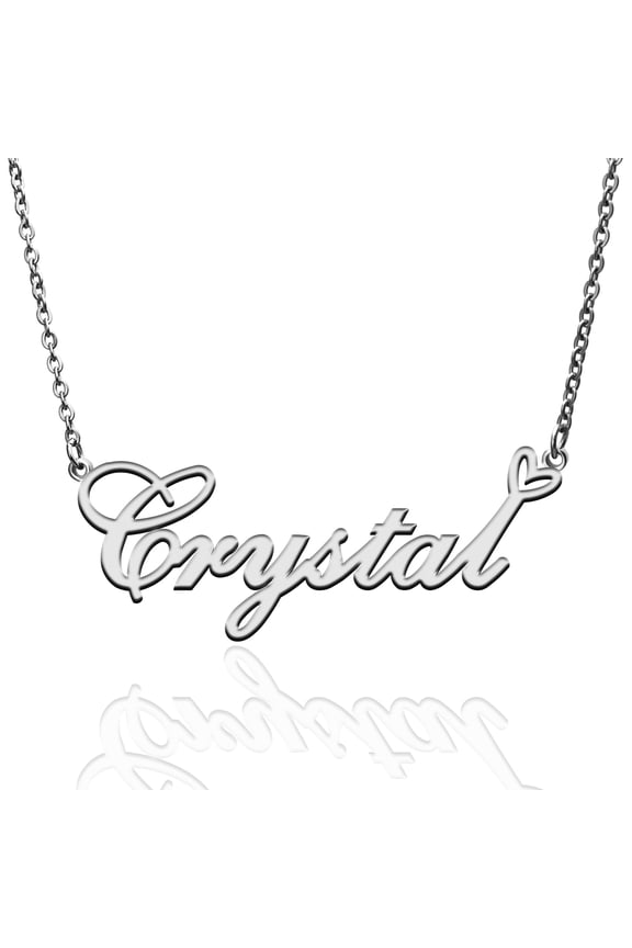 Crystal Custom Name Necklace Customized Personalized Plated Name Necklace for Mother Daughter Friendship Women Valentine's Day Christmas Birthday New Year Silver
