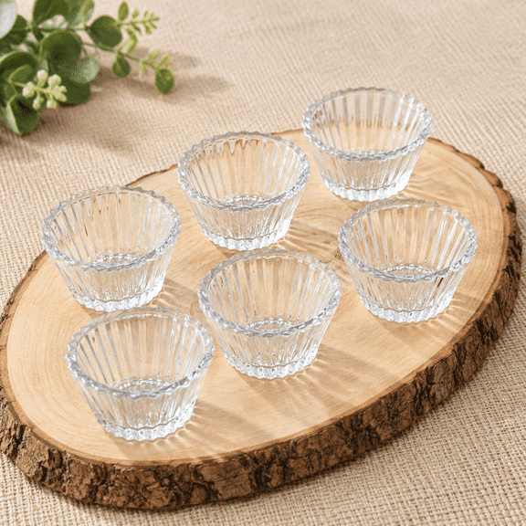 Crystal Cut Mini Glass Condiment Servers, Set of 6, 1.5oz Capacity