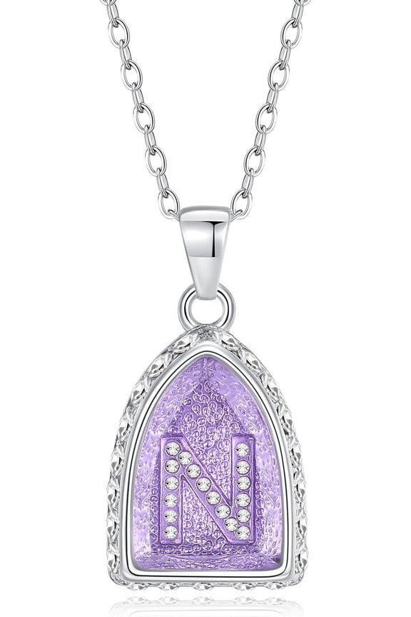 Crystal Daimond Initial Necklace, 18+3 Inch Resizable Purple Letter Pendant Name Alphabet Jewelry For Women.[Z839]