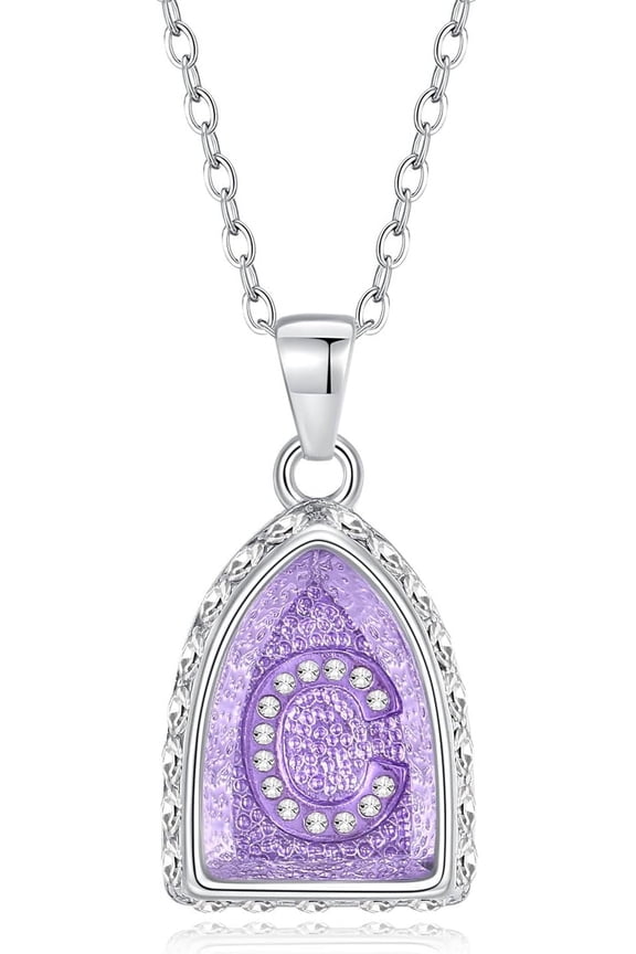 Crystal Daimond Initial Necklace, 18+3 Inch Resizable Purple Letter Pendant Name Alphabet Jewelry For Women.[Z850]