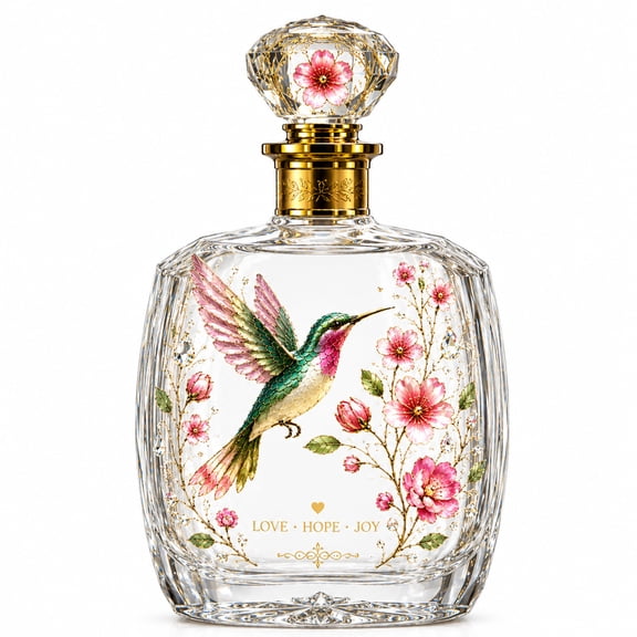 Crystal Decanter Bottle With Gold Rim Floral Design 350Ml