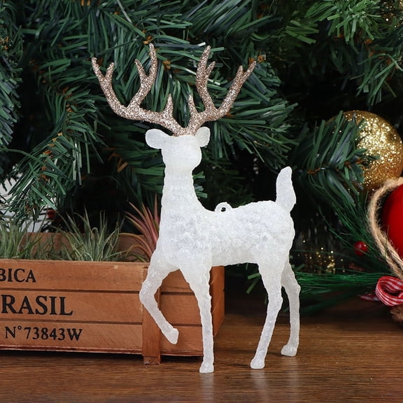 Crystal Deer Christmas Forest Elk White Flash Gold Dessert Table Decor for Home