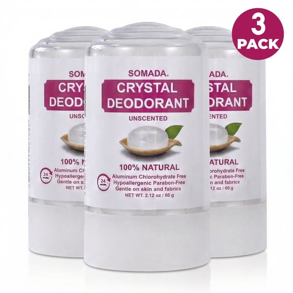 Crystal Deodorant Stick for Women, 2.12 oz/60g - Unscented 3 Pack