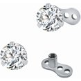 thumbnail image 1 of Crystal Dermal Anchor Tops and Base 316L Surgical Steel 14G Cubic Zircon Microdermals Body Piercings Studs Internally Threaded Surface Skin Piercing Body Jewelry, 1 of 5