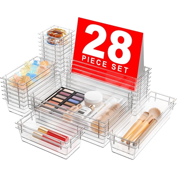 【Crystal Design】 Clear Drawer Organizer,【Military Grade】 Acrylic Makeup Organizer, Bathroom Organizers and Storage, Organization and Storage, Organizer Bins for Office Vanity Kitchen Bedroom