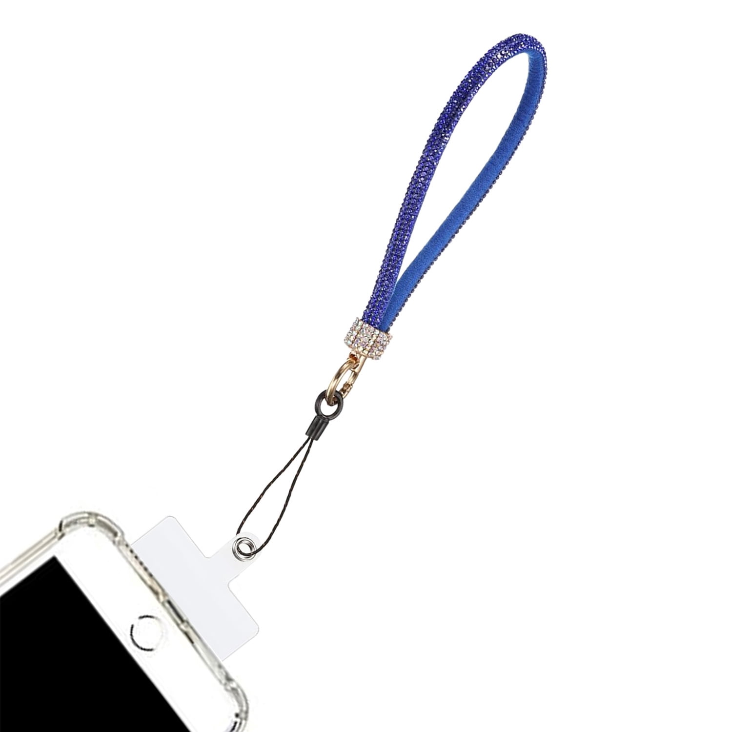 Crystal Diamond Beaded Phone Wristband Lanyard - Blue