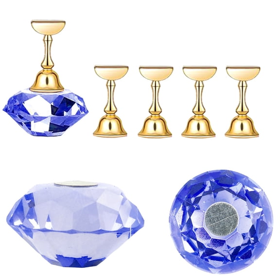 Crystal Diamond Nail Stand, Blue - Acrylic Nail Art Practice Stands Nail Tips Holders Training Fingernail Display Stands Diy Nail Crystal Holders, Nail Tools, Nail File, Easter, St Makeup Organizers