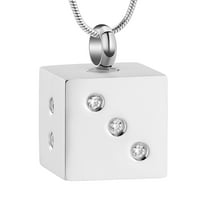 Crystal Dice Cremation Jewelry Inlay Zircon Urn Necklace for Ashes Memorial Urn Pendant for Loved Ones Keepsake Ashes Necklace