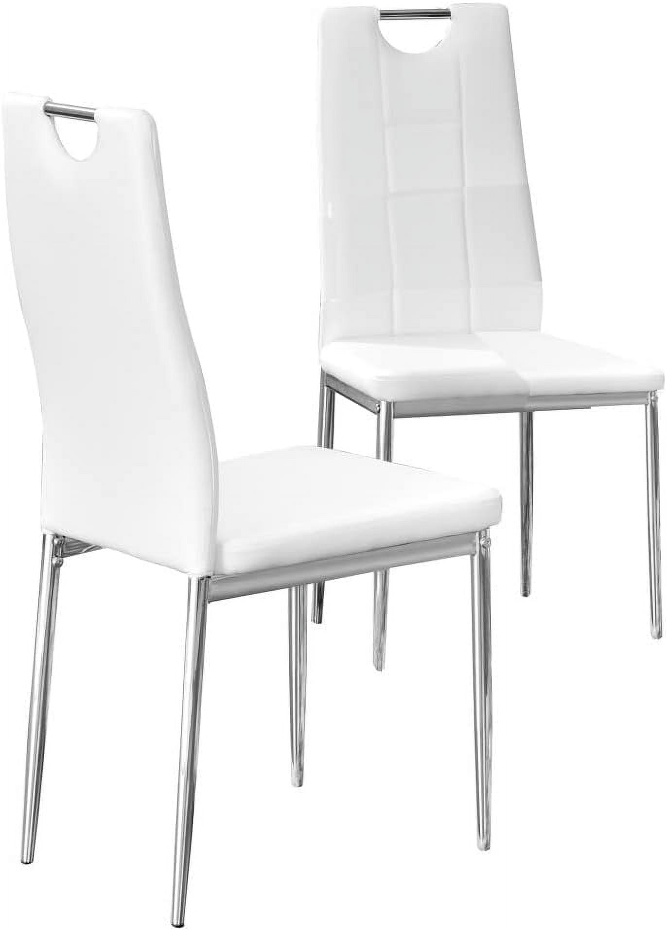 High-Back White Faux Leather Parsons Side Chair with Chrome Base