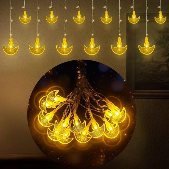 Crystal Diya LED String Fairy Lights 3 Meter, 14 LED Warm White Waterproof Decorative Lights for Diwali, Home, Mandir, Garden, Christmas & Festival Decoration, Plug-in