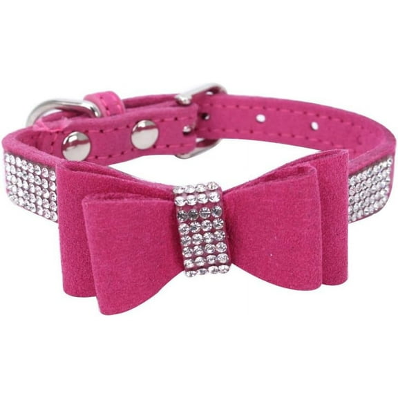 Crystal Dog Collar with Bow Tie,Soft Puppy Bling Collar for Extra Small,Small,Medium Dogs 1Pack