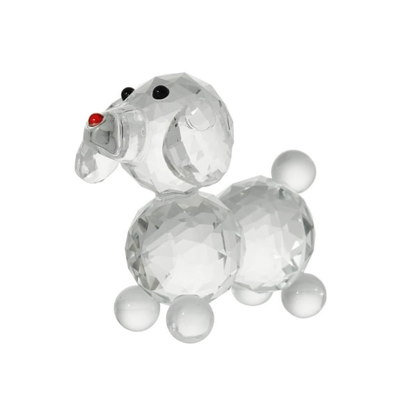 Crystal Dog Puppy Figurine Animals Lovely Craft Home Decor Ornaments Collectible Birthday Gifts (Red Mouth)