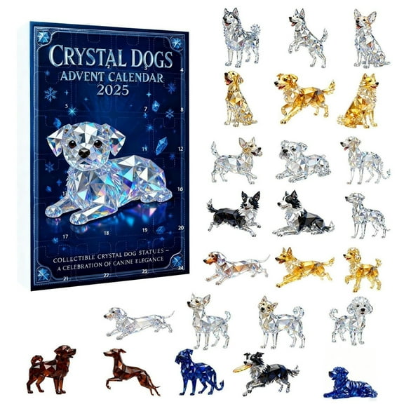 Crystal Dogs Advent Calendar -24 Days Christmas Countdown Christmas Animal Hanging Decor Advent Calendar 2025