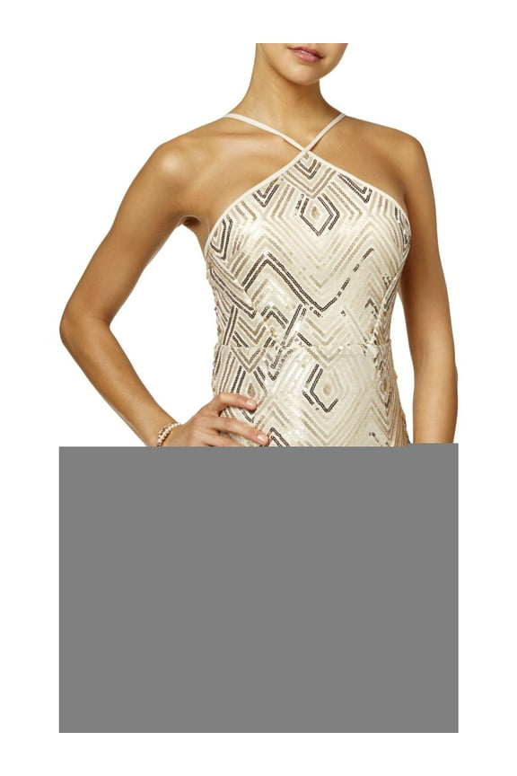 Womens Juniors Bodycon Mini Cocktail Dress Beige 3