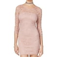 thumbnail image 1 of Crystal Doll Womens Lace Sheath Dress, Pink, Juniors, Small, 1 of 1