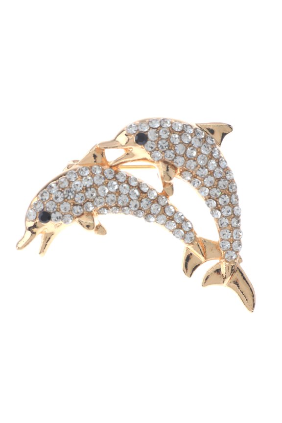 Crystal Dolphin Brooch