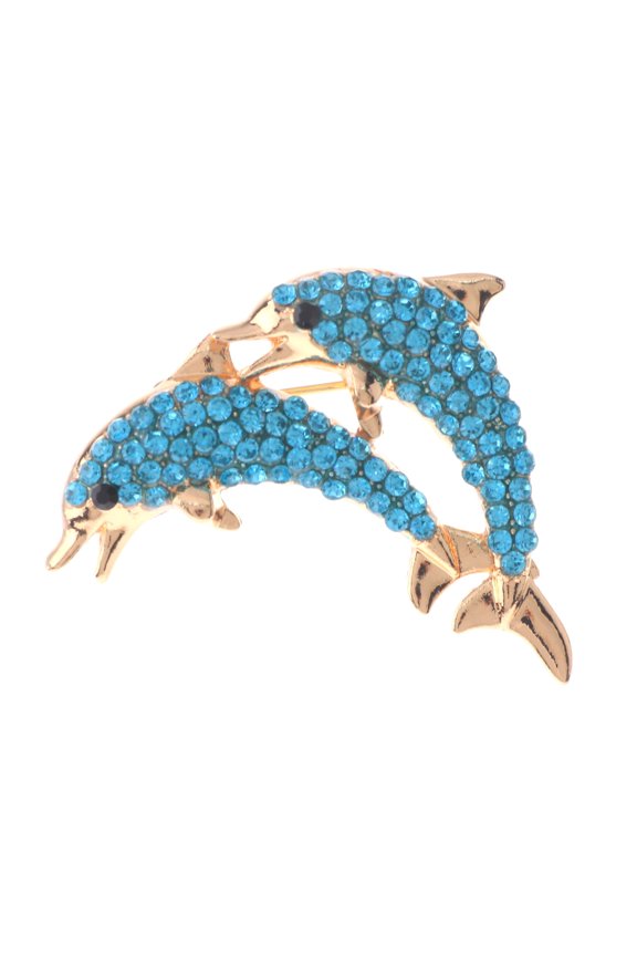 Crystal Dolphin Brooch