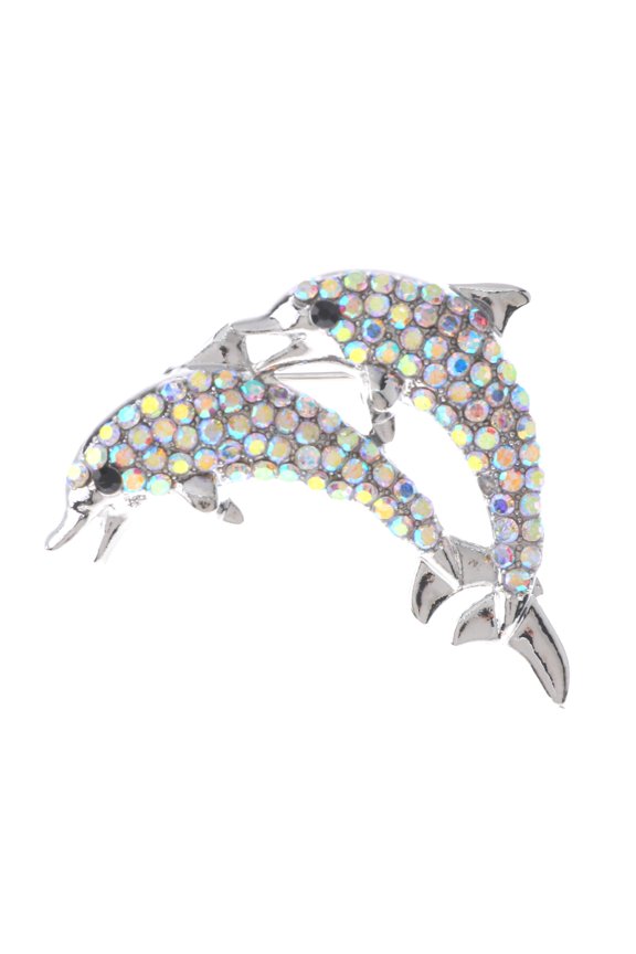 Crystal Dolphin Brooch