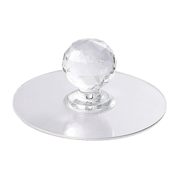 Crystal Door Knob for Kitchen Cabinets and Closets – Self-Adhesive Transparent Cabinet Handle, No Drill Installation, 1 Piece