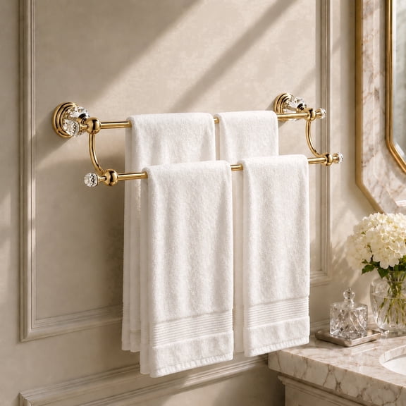 SOALASEBATH Modern Indoor Bathroom Expandable Wall Mount Towel Bar, Gold