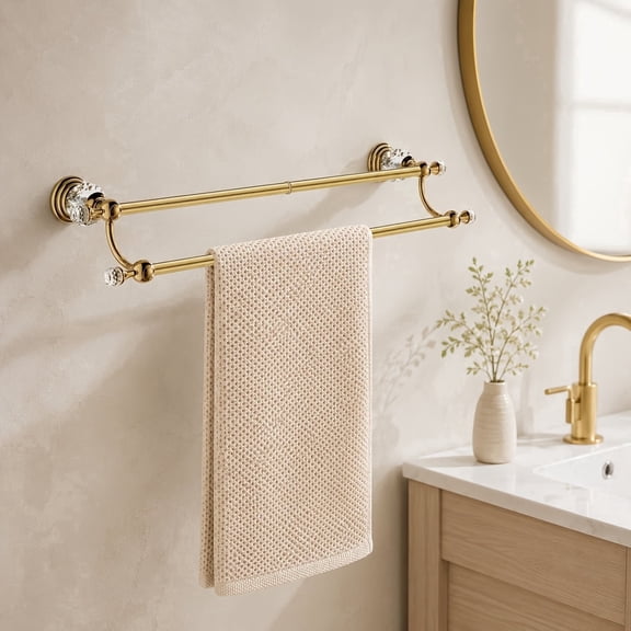 SOALASEBATH Modern Indoor Bathroom Expandable Wall Mount Towel Bar, Gold