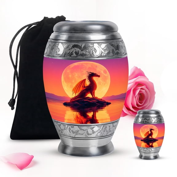 Crystal Dragon Cremains Mini Urns For Human Ashes Adult Mother And Father - Memorial Large Urn For Ashes Dad - Cremation Gifts For Decorative - Combo 10Inch 200Lbs And 3Inch Keepsake