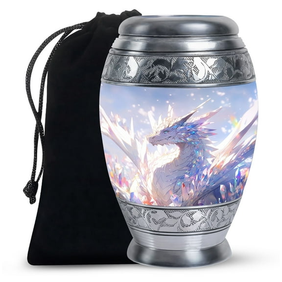 Crystal Dragon Large Urn For Human Ashes - Urn For Human Ashes Adult Female - Urns For Human Ashes Large - Adult Urns For Human Ashes Men - Urns Decorative - Ashes Urns Human Remains (Size - 10inch)