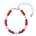 thumbnail image 1 of Crystal Dream Red and White Czech Glass Pearls and Crystals Toddler  Bracelet Gift with 2" Extender (BPG17), 1 of 2