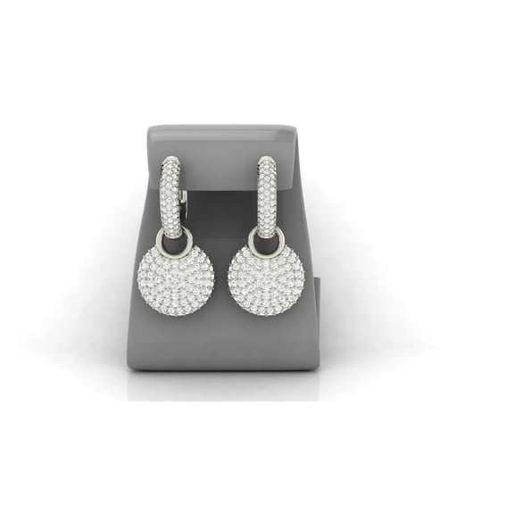 Crystal Drop Dangle Earrings, Round Pave Design, Silver jewelry,earring set for women,earring set,earring wires