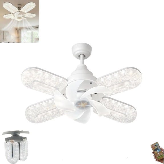 Crystal-Effect LED 5-Blade Fan Light,12" Dimmable Chandelier Fan with Remote Control,Timer,3 Speeds,Decorative Ceiling Fan Lamp for Bedroom,Dining,and Living Room