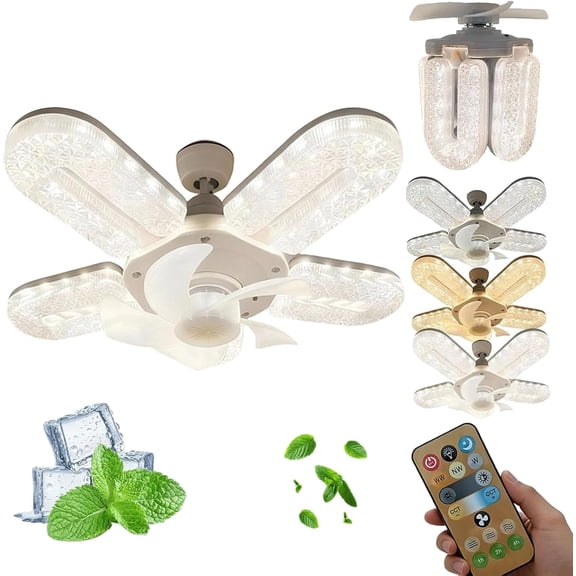 Crystal-Effect LED 5-Blade LED Fan Light, 12" Crystal Fan Light with Dimmable LED, Decorative Chandelier Small Ceiling Fan with Remote Control & Timer, Keeping You Cool and Sparkling (1PCS)