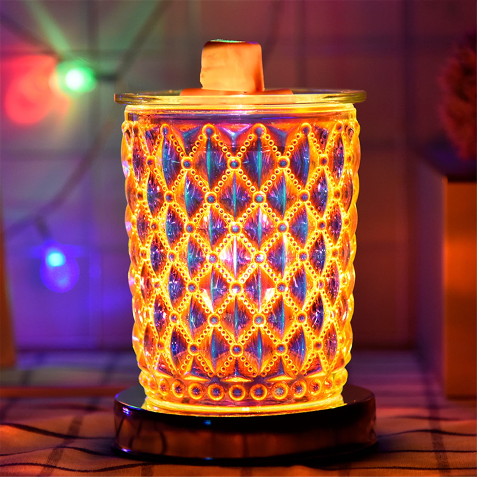 Crystal Electric Wax Melt Warmer, Wax Warmer for Scented Wax, Oil Burner Wax Melt Hollow Night