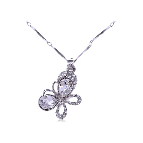 Crystal Element Adorable Miniature Clear Big Winged Butterfly Pendant