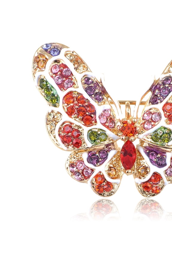 Crystal Elements Colorful Rainbow Pride Mosaic Butterfly Pin Brooch