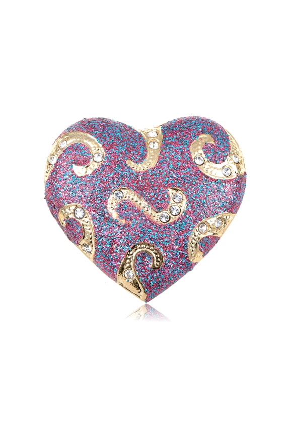 Crystal Elements Glitter Swirl Hold On My Heart Fashion Pin Brooch