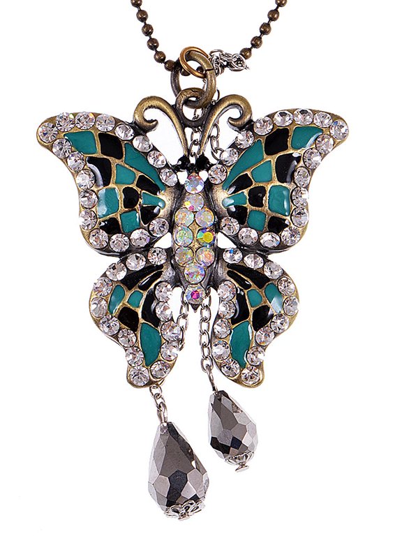 Crystal Elements Golden Multicolored Petite Holiday Stones Necklace