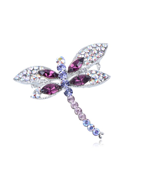 Crystal Elements Purple Aurora Borealis Accent Dragonfly Pin Brooch