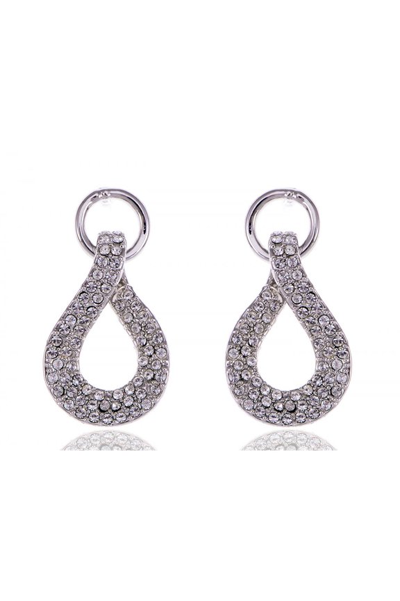 Crystal Elements Simple Classic Teardrop Infinity Fashion Earrings