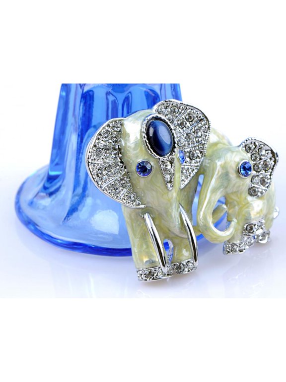 Crystal Elements Synthetic Sapphire Eyed Pearlescent Paint Elephant...