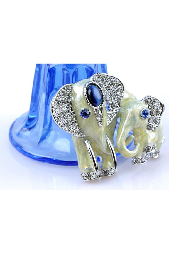 Crystal Elements Synthetic Sapphire Eyed Pearlescent Paint Elephant...