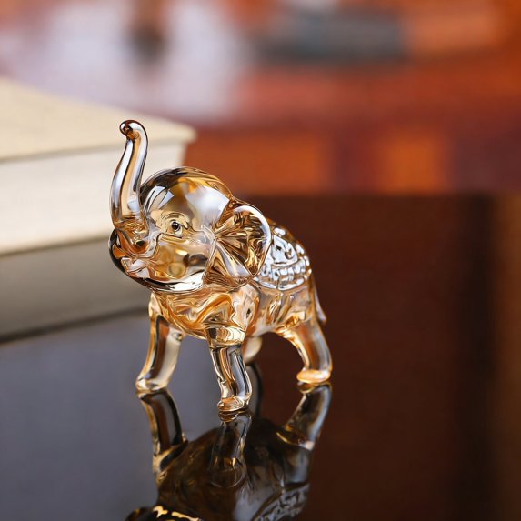 Crystal Elephant Figurines 3.14in Glass Elephants,Animal Collectible Figurines Ornaments Birthday for Christmas Tabletop Decoration for Home Office(Champagne)