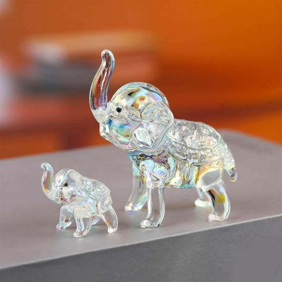 Crystal Elephant Ornament under $5! CQCYD 2 Pcs Crystal Elephant Ornament, Handcrafted Glass Decor for Living Room Home Accents, Artisan Crafted Decorative Gift