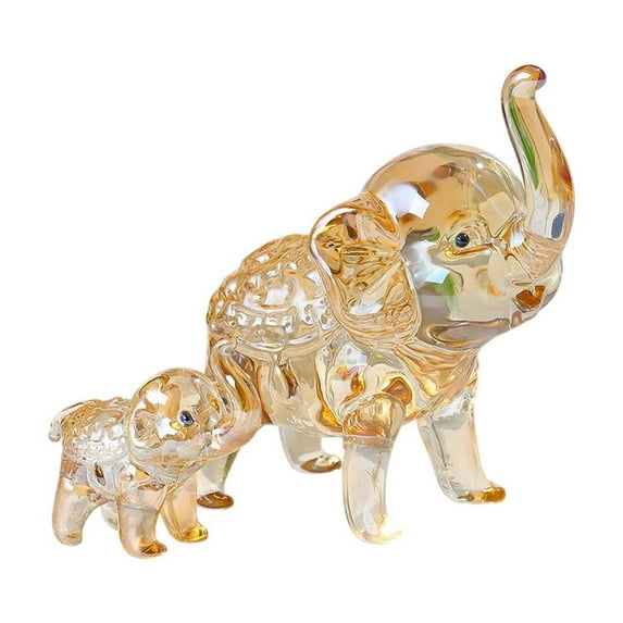 Crystal Elephant Ornament Set, Handcrafted Home Decor for Living Room or Office Display, Elegant Gift Idea, 2-Piece Pack, Perfect for Shelf or Desk Decoration