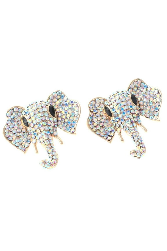 Crystal Elephant Post Earrings