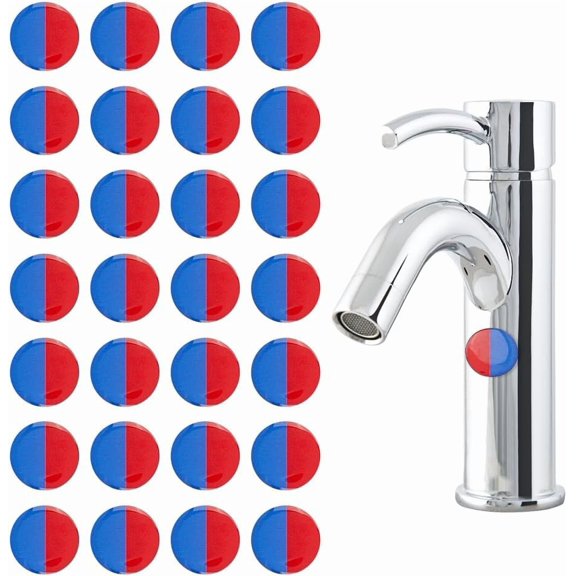 Crystal Epoxy Resin Public Signs Cold Hot Water Marking Sticker for Faucet Blue 160x115x1.5mm Flat Round: 20mm