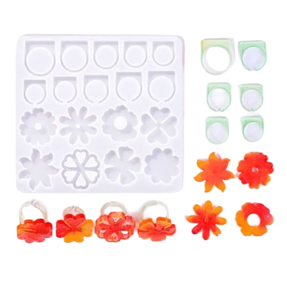Crystal Epoxy Resin Rings Silicone Mold Attractive Silicone Rings Adornment Molds for Crystal Resin Rings Accessory