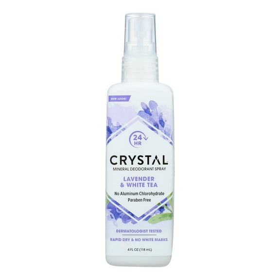 Crystal Essence Mineral Deodorant Body Spray Lavendar & White Tea 4 oz