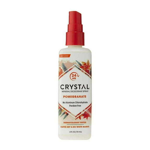 Crystal Essence Mineral Deodorant Body Spray w/ Pomegranate, 4 oz, 2-Pack