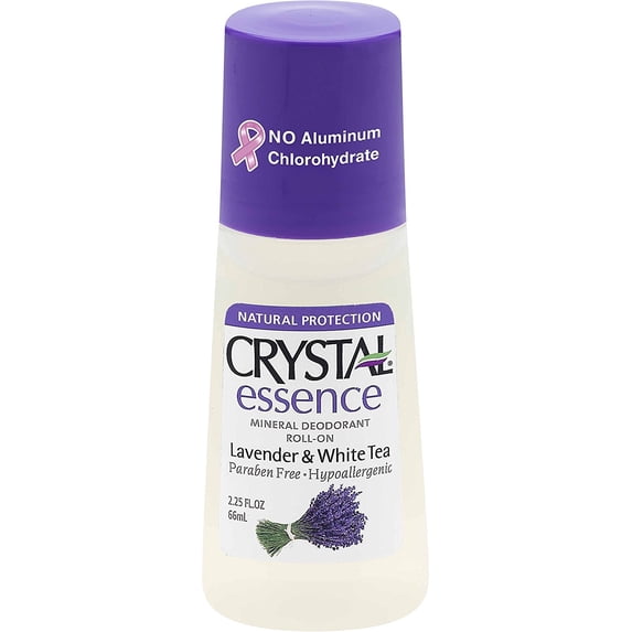CRYSTAL essence Mineral Deodorant Roll-On - Lavender and White Tea (2.25 fl oz) - 12 Pack