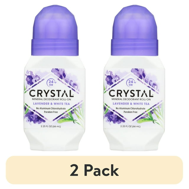 (2 pack) Crystal Essence Roll On Deodorant Lavender And White Tea 2.
